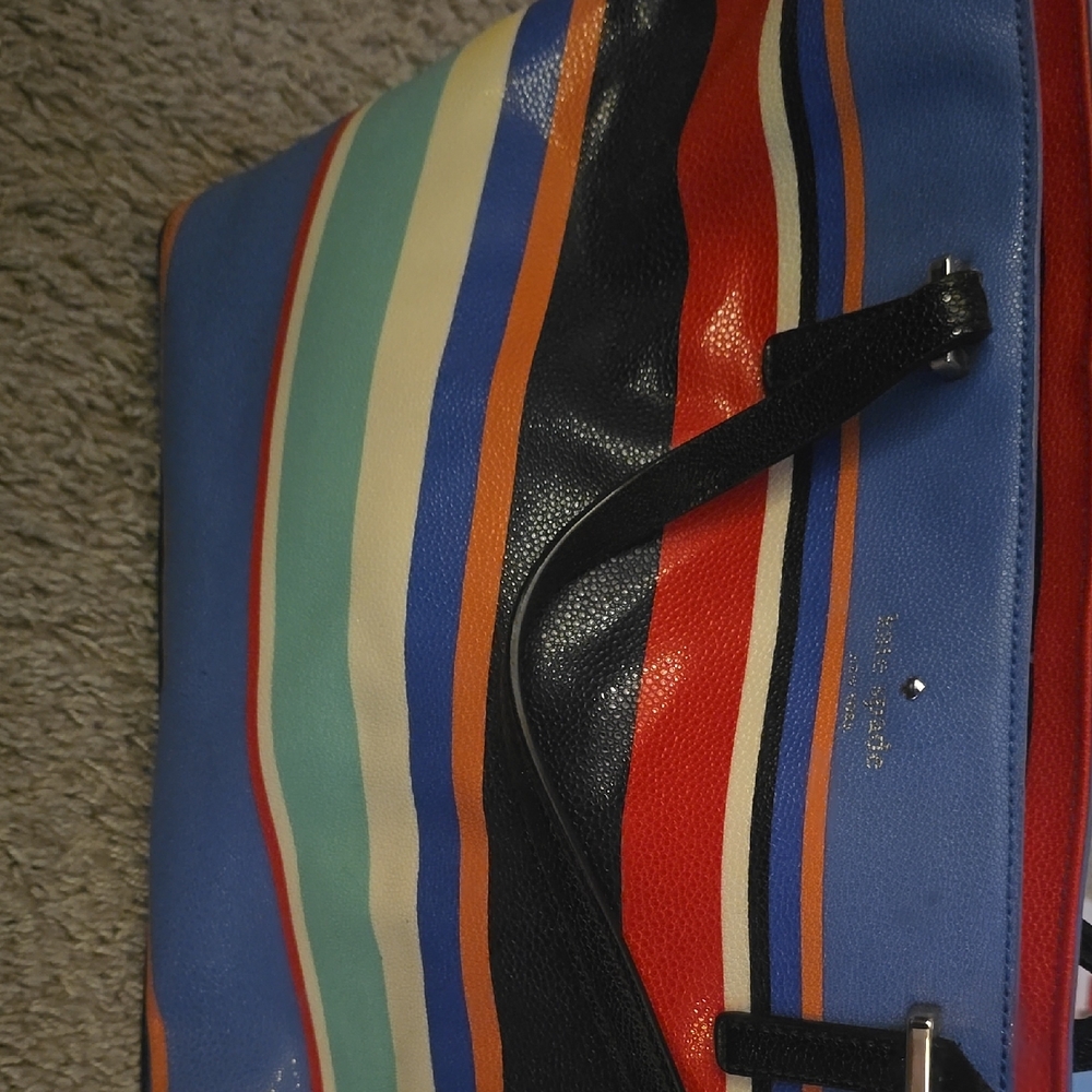 Kate Spade Multicolor Striped Tote with Black Accents